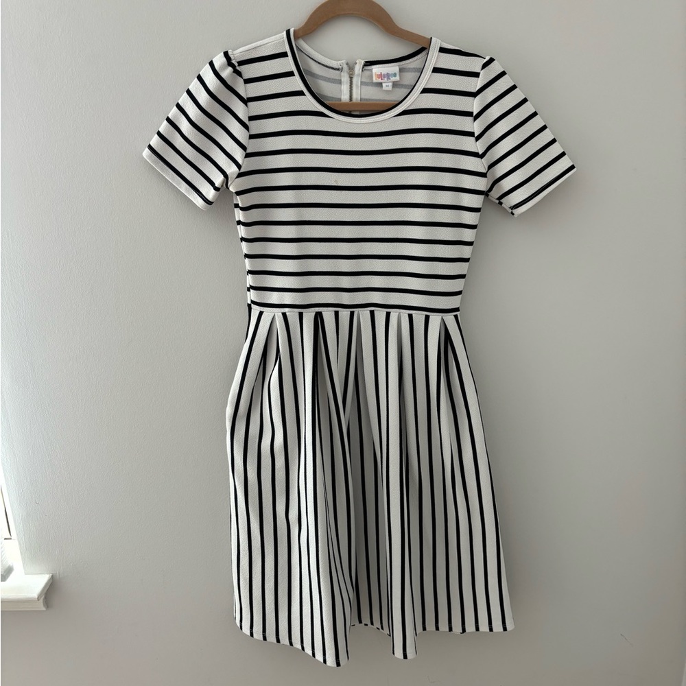 Black and White Striped Amelia LuLaRoe dress medium